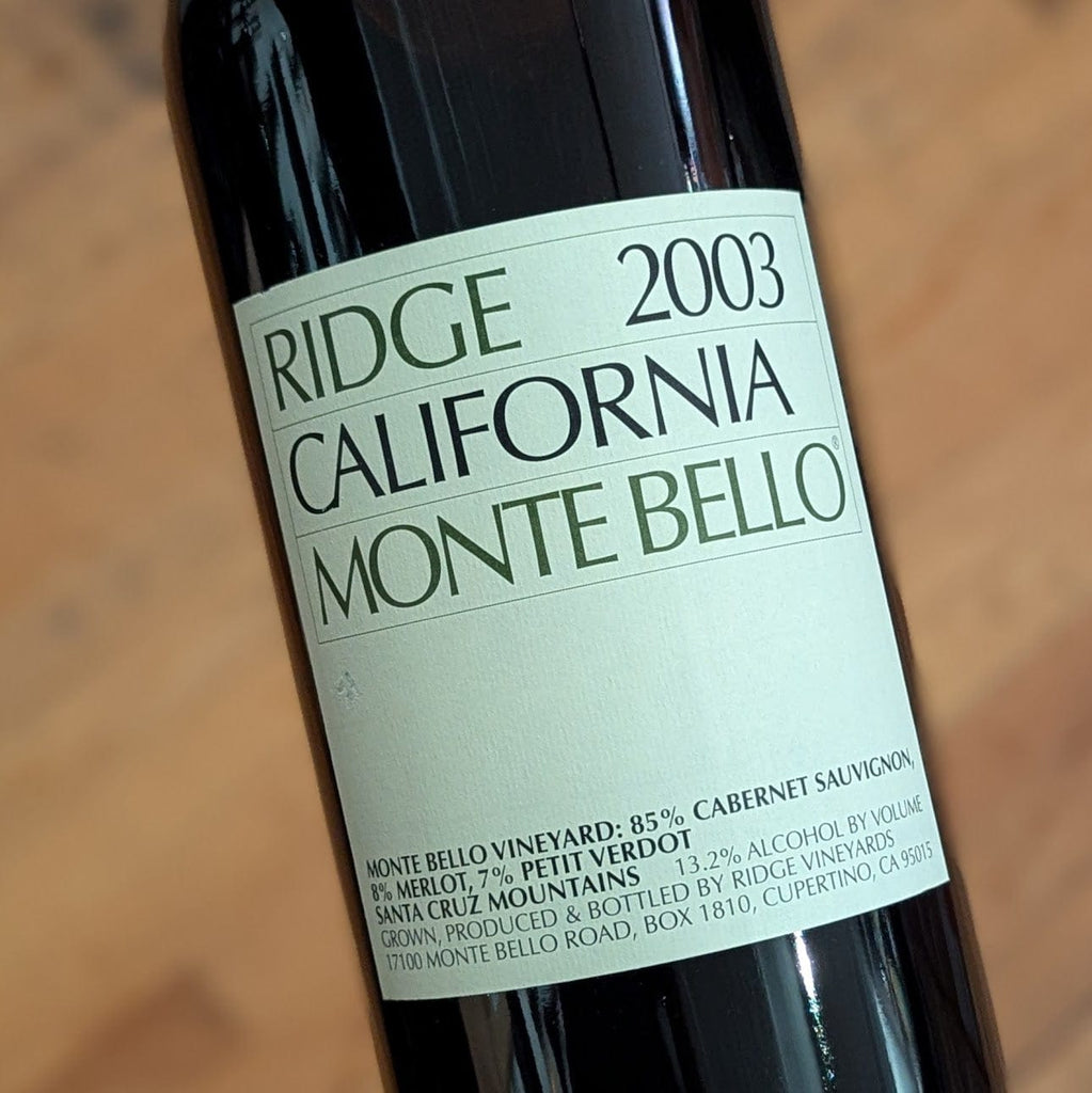Ridge Cabernet Sauvignon Monte Bello Santa Cruz Mountains 2003 3.0L USA-California-Red MCF Rare Wine - MCF Rare Wine